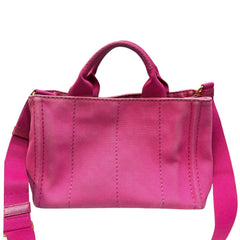 PRADA Pink Denim Canapa Tote Bag with Crossbody Strap Prada