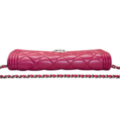 CHANEL Magenta Lambskin Leather Boy Long Flap Wallet Chanel