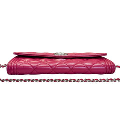CHANEL Magenta Lambskin Leather Boy Long Flap Wallet Chanel