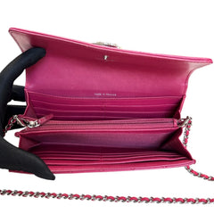 CHANEL Magenta Lambskin Leather Boy Long Flap Wallet Chanel