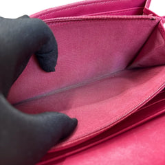 CHANEL Magenta Lambskin Leather Boy Long Flap Wallet Chanel