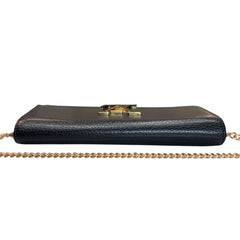 LOUIS VUITTON Black Taurillon Capucines Leather Wallet added Chain Louis Vuitton