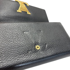 LOUIS VUITTON Black Taurillon Capucines Leather Wallet added Chain Louis Vuitton