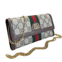 GUCCI GG Supreme Ophidia Coated Canvas Marmont Wallet with added Chain Gucci