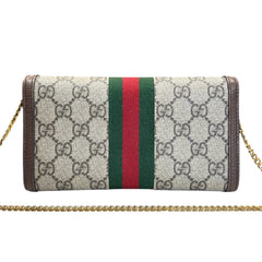 GUCCI GG Supreme Ophidia Coated Canvas Marmont Wallet with added Chain Gucci