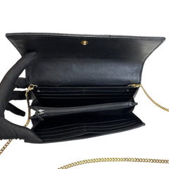 GUCCI Black Leather GG Marmont Wallet with Chain Gucci