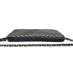 CHANEL Black Lambskin Crossing GMHW Zip Wallet Chanel