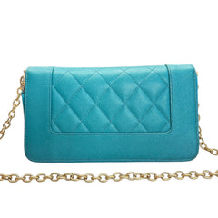 CHANEL Turquoise Quilted Caviar Mademoiselle Zip Wallet Chanel
