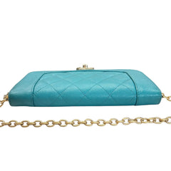 CHANEL Turquoise Quilted Caviar Mademoiselle Zip Wallet Chanel