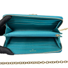 CHANEL Turquoise Quilted Caviar Mademoiselle Zip Wallet Chanel