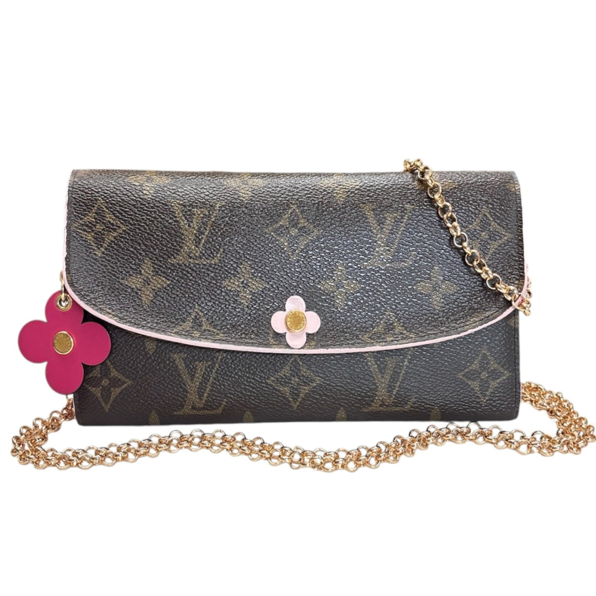 LOUIS VUITTON Flower Monogram Emilie Wallet with Chain Louis Vuitton
