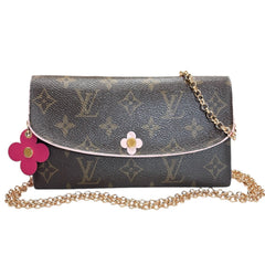 LOUIS VUITTON Flower Monogram Emilie Wallet with Chain Louis Vuitton