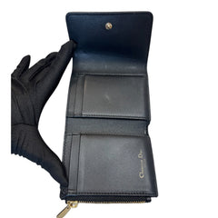 DIOR Black Oblique 30 Montaigne Dahlia Compact Wallet with Adjustable Chain Dior