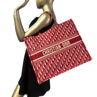 CHRISTIAN DIOR Red Oblique Large Book Tote Dior