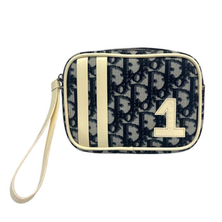 CHRISTIAN DIOR #2 Blue Coated Canvas Mini Trotter Pouch Wristlet Dior