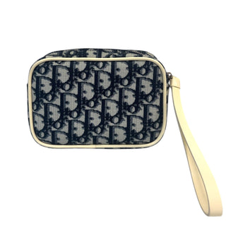 CHRISTIAN DIOR #2 Blue Coated Canvas Mini Trotter Pouch Wristlet Dior