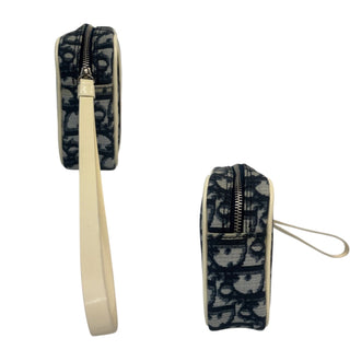 CHRISTIAN DIOR #2 Blue Coated Canvas Mini Trotter Pouch Wristlet Dior