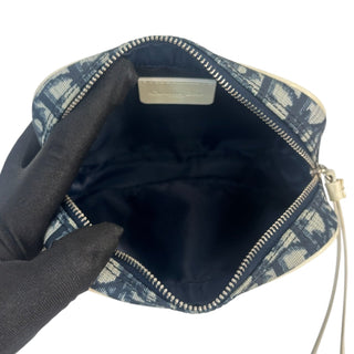 CHRISTIAN DIOR #2 Blue Coated Canvas Mini Trotter Pouch Wristlet Dior