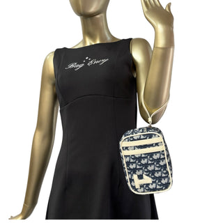 CHRISTIAN DIOR #2 Blue Coated Canvas Mini Trotter Pouch Wristlet Dior