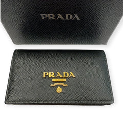 PRADA Black Saffiano Leather Card Wallet Prada