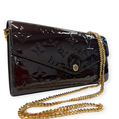 LOUIS VUITTON Aubergine Vernis Sarah Wallet with Chain Louis Vuitton