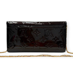 LOUIS VUITTON Aubergine Vernis Sarah Wallet with Chain Louis Vuitton