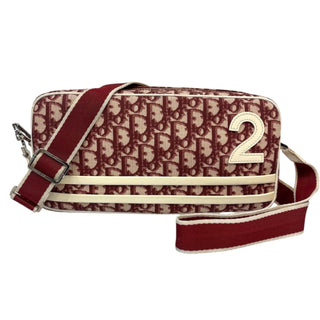 CHRISTIAN DIOR #2 Red Coated Canvas Trotter Camera Bag Dior