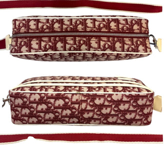 CHRISTIAN DIOR #2 Red Coated Canvas Trotter Camera Bag Dior