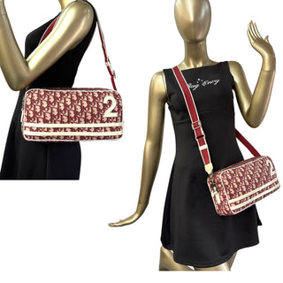 CHRISTIAN DIOR #2 Red Coated Canvas Trotter Camera Bag Dior