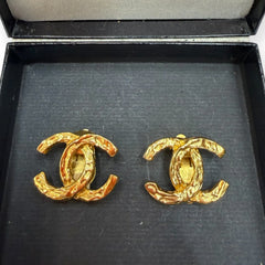 Vintage CHANEL 24k Gold Plated CC Clip Earrings Chanel
