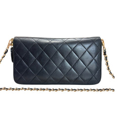 CHANEL Black Lambskin Quilted GHW Zip Wallet Chanel