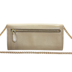 PRADA Beige Saffiano Leather Wallet with Chain Prada