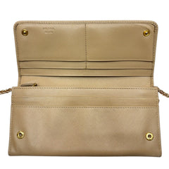 PRADA Beige Saffiano Leather Wallet with Chain Prada