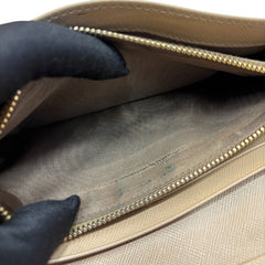 PRADA Beige Saffiano Leather Wallet with Chain Prada