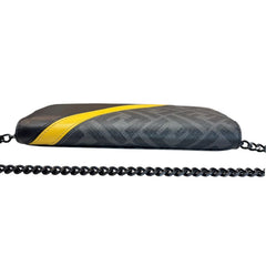 FENDI Diagonal Black Zucca Coated Canvas Continental Wallet with Chain Fendi