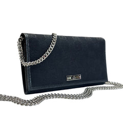 GUCCI Black GG Canvas Wallet with Chain Gucci
