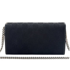 GUCCI Black GG Canvas Wallet with Chain Gucci