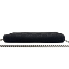 GUCCI Black GG Canvas Wallet with Chain Gucci