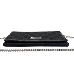 GUCCI Black GG Canvas Wallet with Chain Gucci