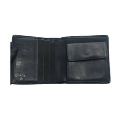 CHANEL Black Leather Bifold Wallet Gucci