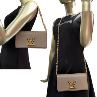 LOUIS VUITTON Taupe Epi Leather Twist Wallet Louis Vuitton
