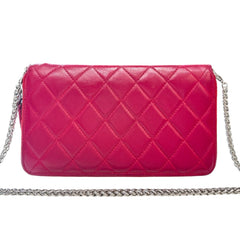 CHANEL Raspberry Lambskin Quilted SHW Zip Wallet Chanel