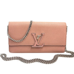 LOUIS VUITTON Pink Taurillon Capucines Leather Wallet with Chain Louis Vuitton
