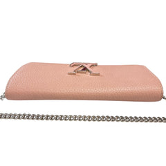 LOUIS VUITTON Pink Taurillon Capucines Leather Wallet with Chain Louis Vuitton
