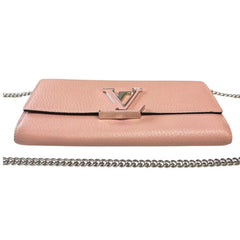 LOUIS VUITTON Pink Taurillon Capucines Leather Wallet with Chain Louis Vuitton