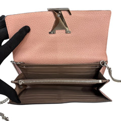 LOUIS VUITTON Pink Taurillon Capucines Leather Wallet with Chain Louis Vuitton