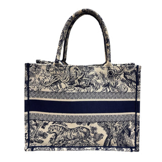 CHRISTIAN DIOR Navy Oblique Medium Book Tote Dior