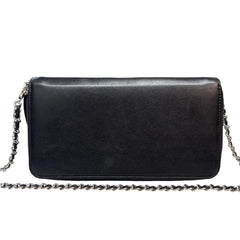 CHANEL Black Caviar SHW Zip Wallet Chanel