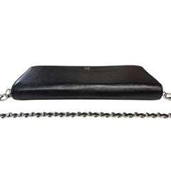 CHANEL Black Caviar SHW Zip Wallet Chanel