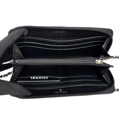 CHANEL Black Caviar SHW Zip Wallet Chanel